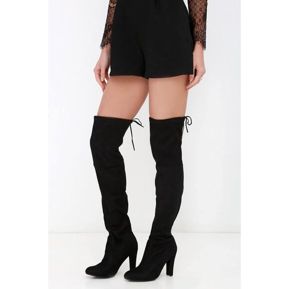 Steven Madden "Gorgeous" Thigh High Over the Knee Suede Block High Heel Boots - Picture 9 of 15